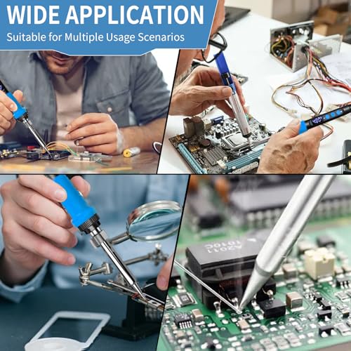 909A 90W Blue Soldering Iron Kit with LED Display & Ceramic Heater
