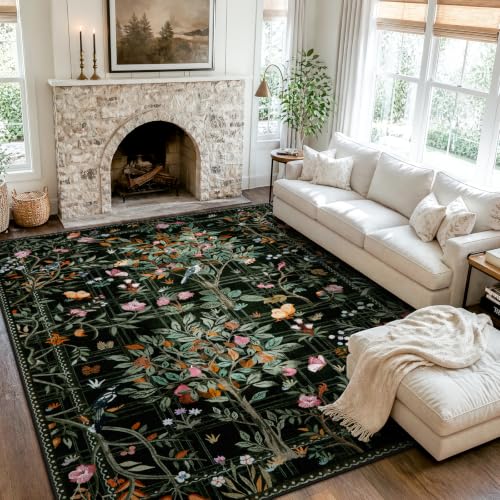 Black Boho 8x10 Area Rugs for Living Room