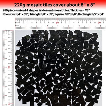 Iridescent Black Glass Mosaic Tiles (9 Ounce)