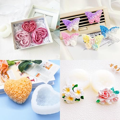 9 PCS Flower Candle Molds Rose Silicone Candle Mold Flower Shapes (9 Count)