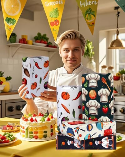 12 Sheets Chef Cooking Wrapping Paper (12 Count)