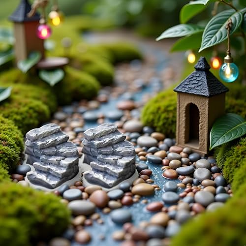 2 Pcs Curved Stone Steps Miniature Fairy Garden Accessories (2 Count)