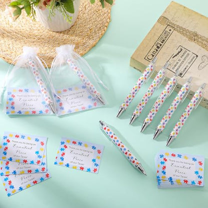 35 Sets Team Gifts for Employee Puzzle Pens Bulk Retractable Ballpoint Pen Thank You Cards and Organza Bags for Volunteer Teacher Nurse Admin Professionals Assistant Team Office Staff