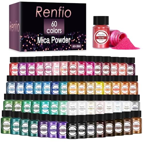 60 Colors Mica Powder for Resin Natural Epoxy Resin (14.8151 Ounce)
