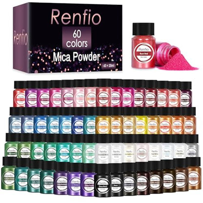 60 Colors Mica Powder for Resin Natural Epoxy Resin (14.8151 Ounce)