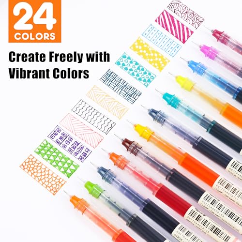 Liquid Ink Rollerball Gel Pens (24 Count)