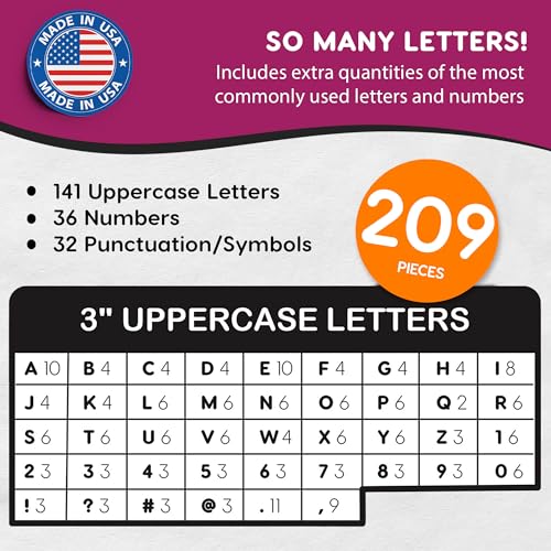 3 Inch Bulletin Board Letters & Numbers (209 Count)