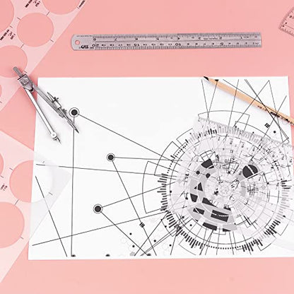 Circle Template Circle Round Stencil Templates for Drafting for Office and School Building Formwork Drawings Templates (3 Count)
