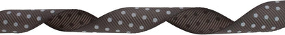 Polka Dot Grosgrain Ribbon 25 Yard Each Roll 100% Polyester (5/8", Gray) - Crafty Corner