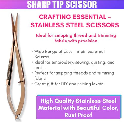 Cross Edge Spring Scissors 5 Inch straight Stainless Steel Precision Eyebrow & Eyelash Shaping & Trimming Scissor
