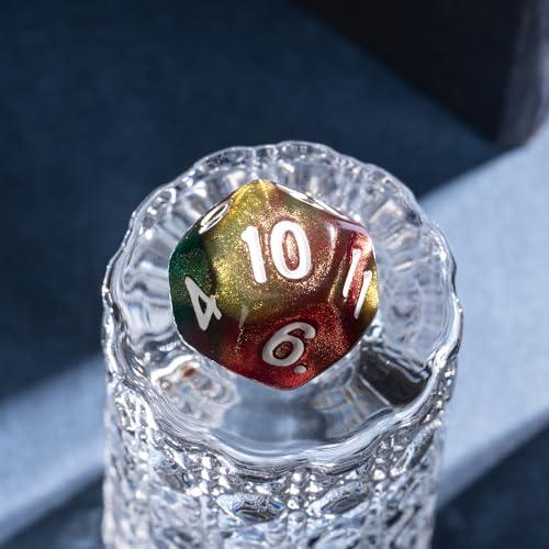 7 Die DND Dice Set Polyhedral Dice Set with a Leather Dice Bag (7 Count)