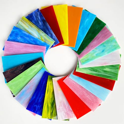 24 Sheets Stained Glass Sheet Rainbow Colors (24 Count)