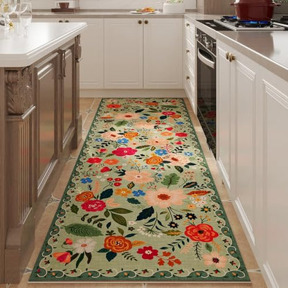 Runner Rug for Hallways Kitchen Rug Non Slip 2'6''x8' Washable Runner Rugs with Rubber Backing Soft Floral Carpet Runner for Hallways