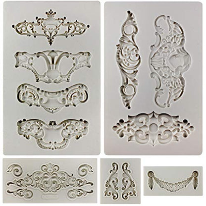 Crown Baroque Style Ornament Silicone Molds 5