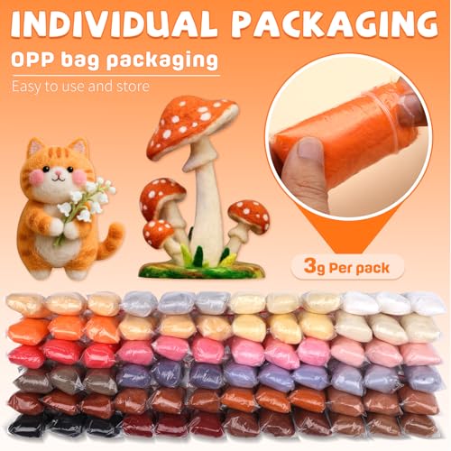 72 Pcs 7.6 oz Needle Felting Wool (72 Count)