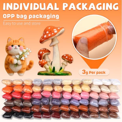 72 Pcs 7.6 oz Needle Felting Wool (72 Count)