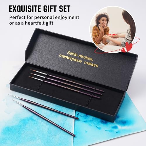 Kolinsky Sable Brushes Miniature 5PCS Professional Fine Detail Micro Artist Paint Brush Set for Watercolor