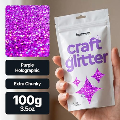 Craft Glitter Purple Holographic 100g Extra Chunky Glitter (3.5 Ounce)