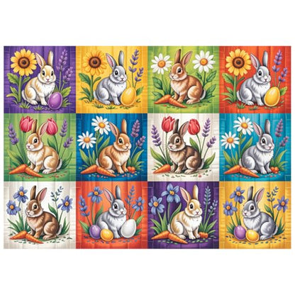 Spring Sunflowers Easter Eggs Rabbits Puzzles Adults Gifts for Women Men Wooden 300 Pieces 13.7 x 9.7in