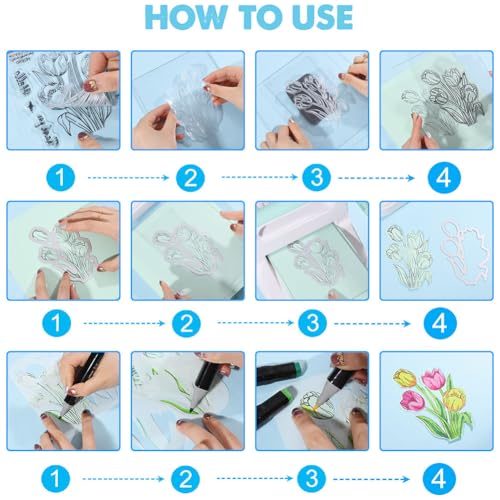 Realistic Tulip Stamps & Dies & Layering Coloring Stencil Set