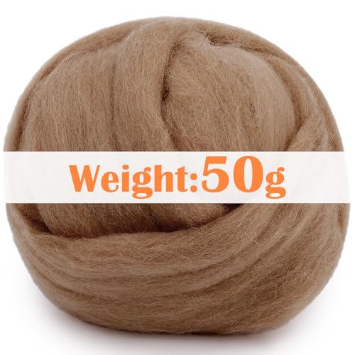 1.76oz Bright Brown Natural Wool Roving