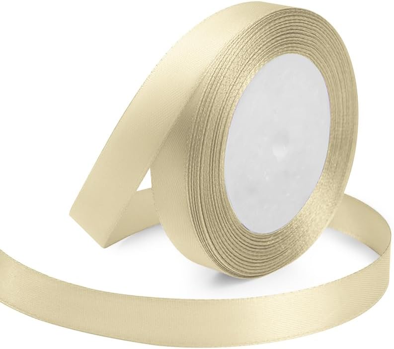 Ivory Ribbon 5/8 Inches x 25 Yards, Ivory Satin Fabric Silk Ribbon for Gift Wrapping, Bows Making, Floral Bouquets, Wreaths, DIY Handicrafts, Sewing Projects, Baby Shower and Wedding Party - Crafty Corner