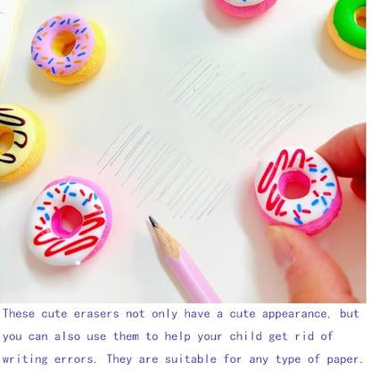 30PCS Cute Fun Donut Erasers for Kids Bulk (30 Count)