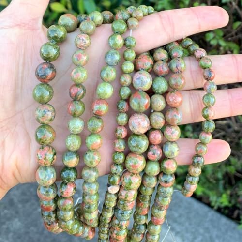 120pcs Adabele Natural Unakite Jasper Gemstone 6mm Round Beads (124 Count)