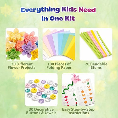 Flower Origami Kit for Kids Ages 8