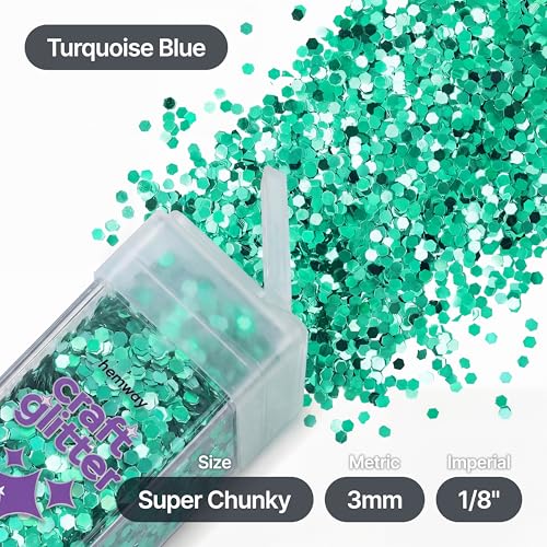 Craft Glitter Shaker Turquoise Blue 110g Super Chunky (3.8 Ounce)
