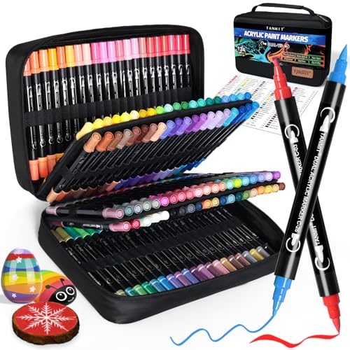 124 Colors Dual Tip Acrylic Paint Markers (124 Count)