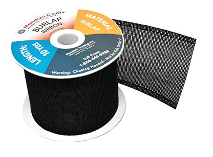 3 Inch Wide Black Burlap Ribbon for Crafts (60 Foot)
