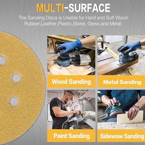 110PCS 5 Inch Sanding Discs Random Orbit Sander Premium Sandpaper (110 Count)