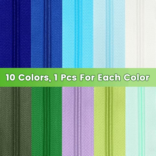 31 Yards 28 m 10 Pieces Sewing Zippers #3 Nylon Coil Zippers Assorted Zipper for Sewing with 40 Zipper Sliders for DIY Tailor Sewing Crafts Supplies (10 Count)