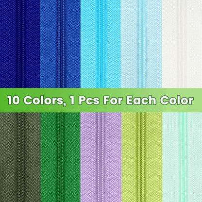 31 Yards 28 m 10 Pieces Sewing Zippers #3 Nylon Coil Zippers Assorted Zipper for Sewing with 40 Zipper Sliders for DIY Tailor Sewing Crafts Supplies (10 Count)