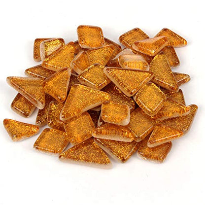 Burnt Orange Glitter Mosaic Tile Pieces