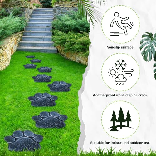 3 Pieces Dog Paw Garden Stepping Stones Garden Decor Cast Irons Dog Rocks Rustic Outdoor Stones Decorative Stone for Garden Walkway Outdoor Decoration (3 Count)