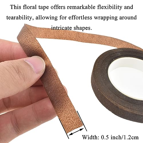 Brown 3Rolls 0.5Inch Wide Floral Tape