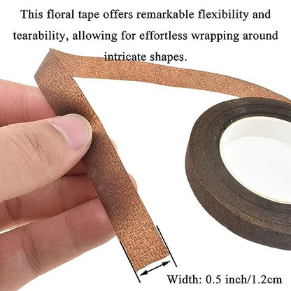 Brown 3Rolls 0.5Inch Wide Floral Tape