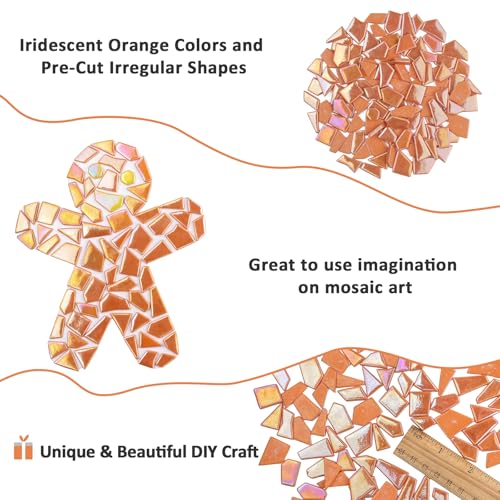 Iridescent Glass Mosaic Tiles for Crafts Bulk (7.05 Ounce)