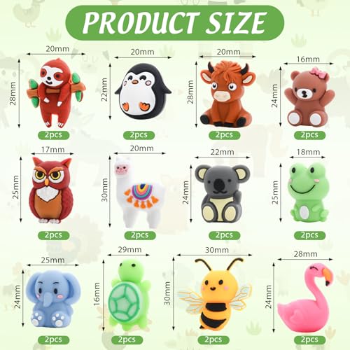 24Pcs 3D Animal Silicone Focal Beads for Pens (24 Count)