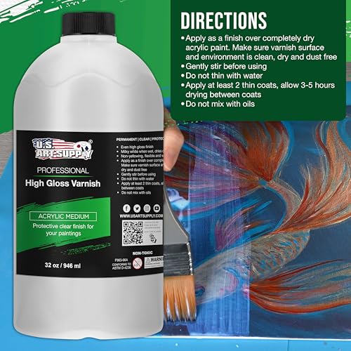 32 oz High Gloss Varnish for Acrylic Paintings