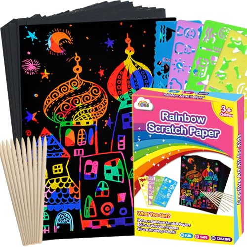 100PCS Rainbow Scratch Paper Art Gifts