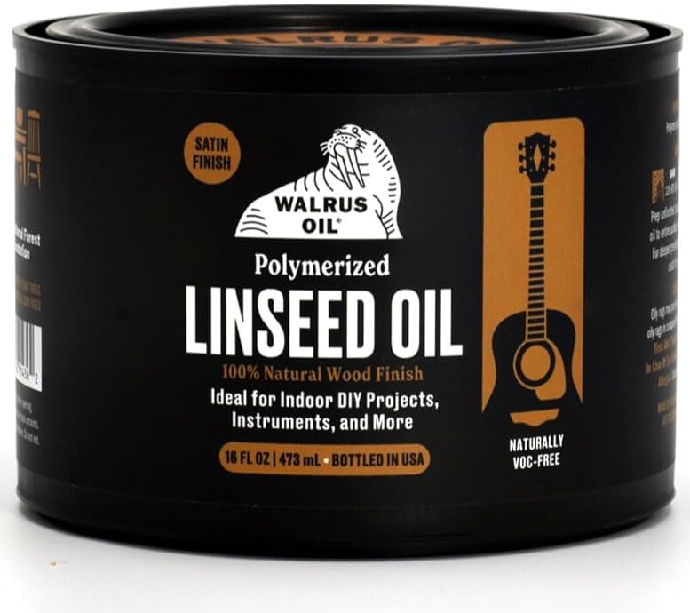Walrus Oil - Polymerized Linseed Oil. 100% Natural, VOC-Free, Fast Curing Wood Sealer. Food-Contact Safe, 16oz Can