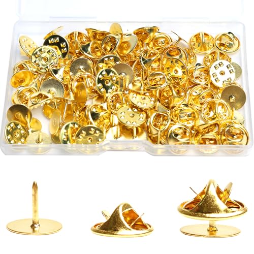 50 Pairs Premium Butterfly Clutch Pin Backs with 8mm Length 10mm Width Blank Pins for DIY Enamel Pins (100 Count)