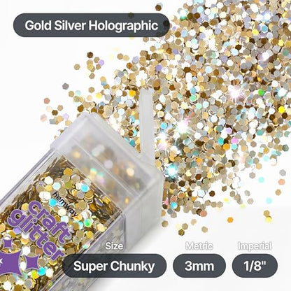 Craft Glitter Shaker Gold Silver Holographic 110g Super Chunky (3.9 Ounce)