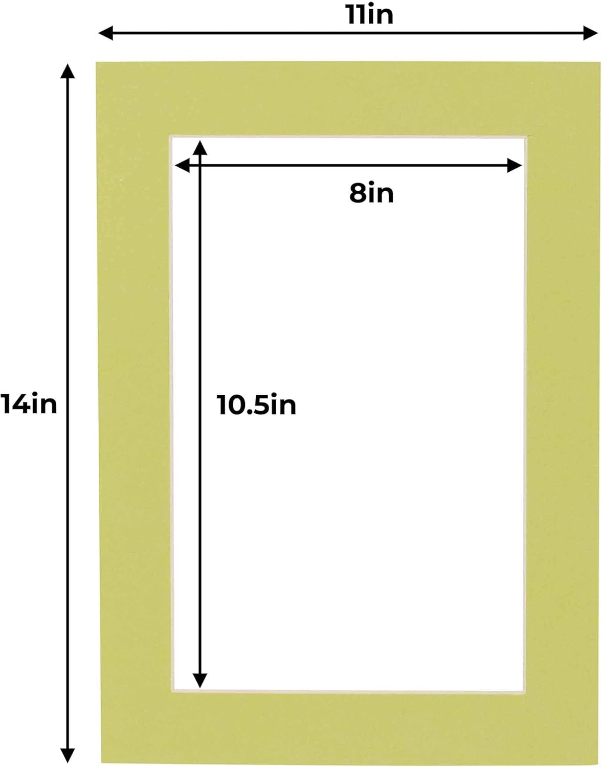 11x14 Mat for 8.5x11 Photo - Precut Pistachio Green Picture Matboard for Frames 11 x 14 Inches - Bevel Cut to Display Art 8.5 x 11 Inches - Acid Free Pack of 10 MATS with Backing Boards & Clear Bags