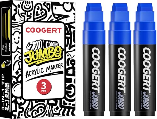 3Pcs Blue Jumbo Poster Markers