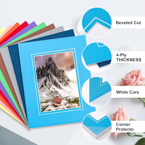 10 Pack Acid Free Colorful Picture Frame Mats