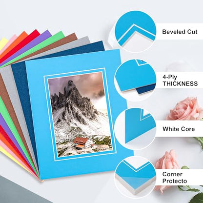 10 Pack Acid Free Colorful Picture Frame Mats
